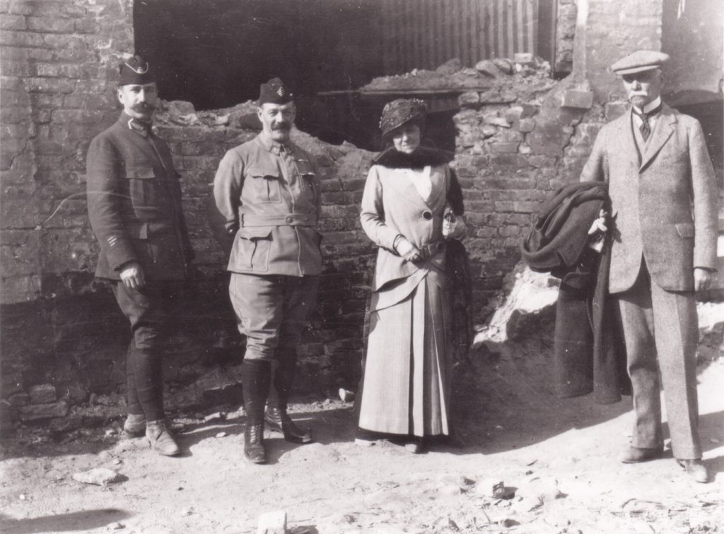 Edith Wharton in 1915 with Walter Berry and two officers at the Western Front.
