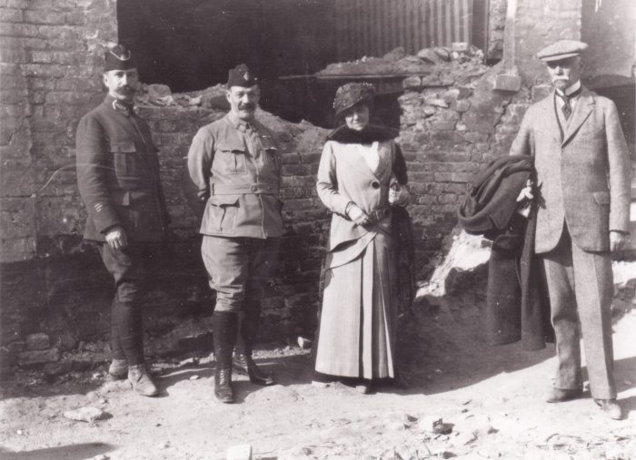 Edith Wharton in 1915 with Walter Berry and two officers at the Western Front.